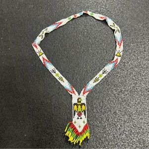 Handcrafted Vintage Native Beaded Necklace with Thunderbird